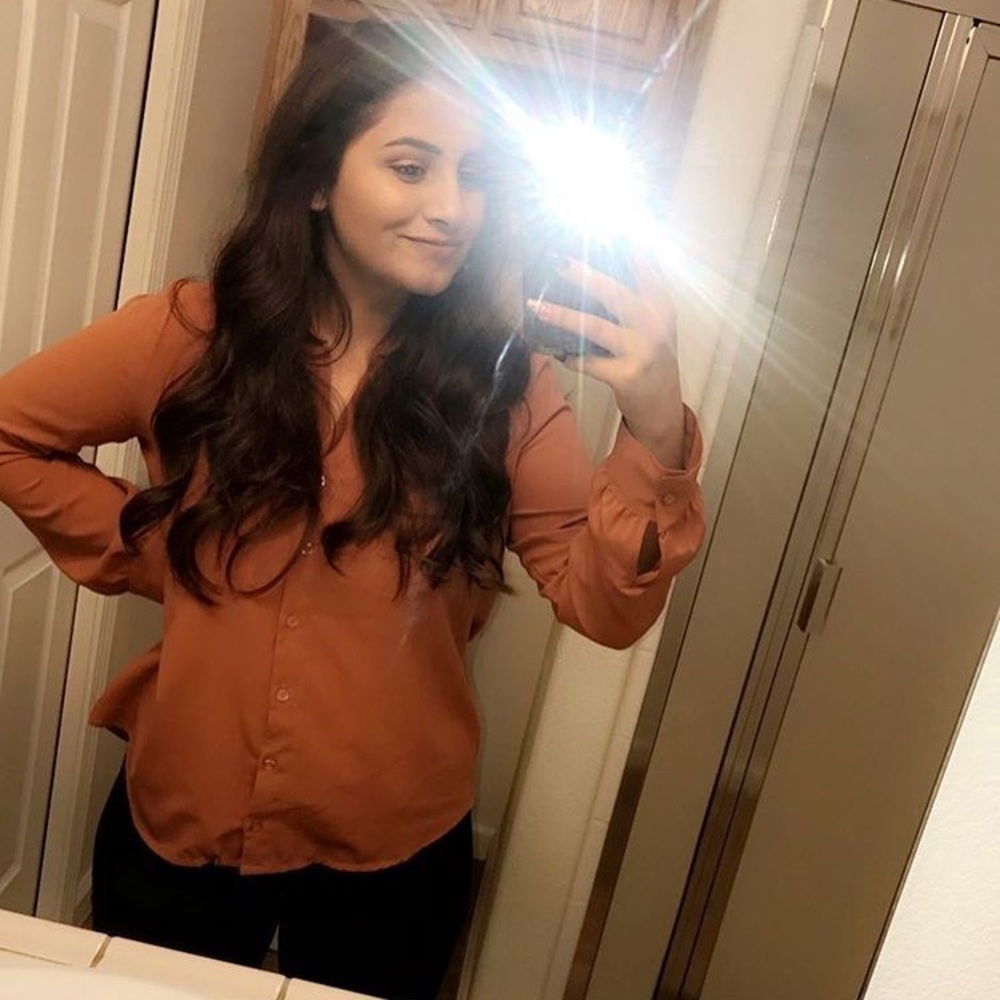 Rust Orange Long Sleeve Button Up